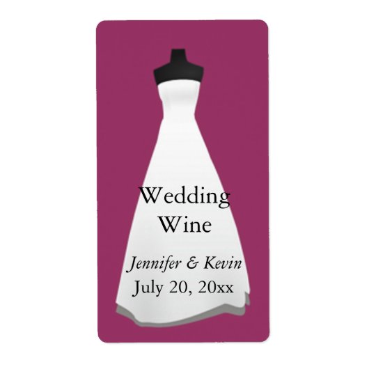 結婚のドレ結婚スのミニワインラベル ラベル (正面)