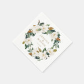 結婚のナプキングリーンリーマグノリアナプキン スタンダードカクテルナプキン (角)