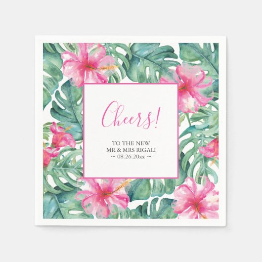 結婚のナプキンス熱帯地方 スタンダードカクテルナプキン (正面)