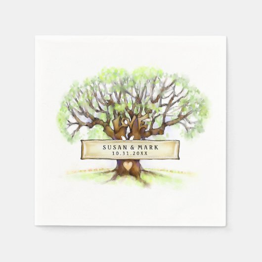 結婚のナプキンス – The Love Tree スタンダードカクテルナプキン (正面)