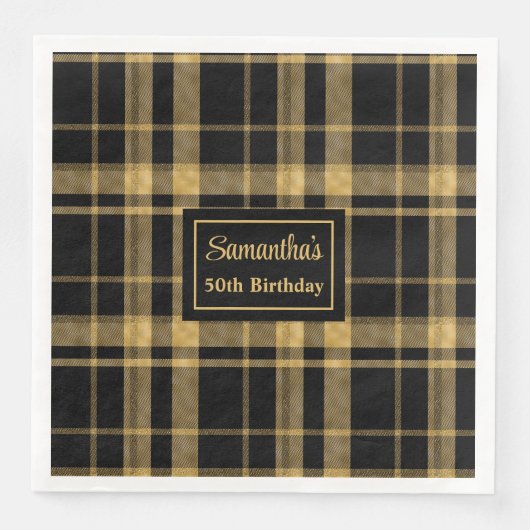 結婚のナプキンズブラック金ゴールドパーソナライズされた記念 (正面)
