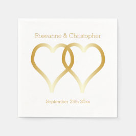結婚のナプキン金ゴールドハート スタンダードカクテルナプキン