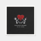 結婚のナプキン – ハート付きスケルトン スタンダードカクテルナプキン (正面)