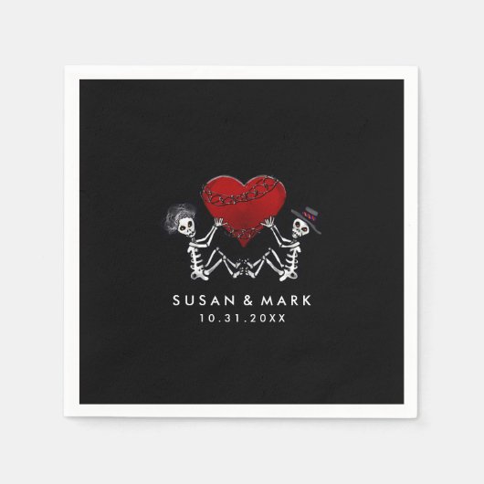 結婚のナプキン – ハート付きスケルトン スタンダードカクテルナプキン (正面)
