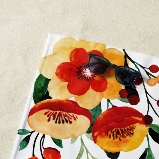 結婚のハネムーンの水色の花パーソナライズされた ビーチタオル (インサイチュ)