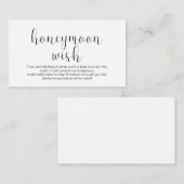 結婚のハネムーンミニマルの願い、ブラックフォント。 エンクロージャーカード (正面/裏面)