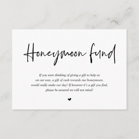 結婚のハネムーン基金の希望現金 エンクロージャーカード (正面)