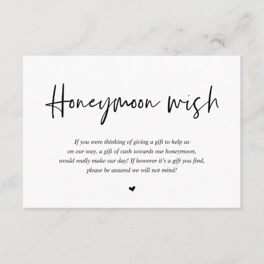 結婚のハネムーン・ウィッシュ・ファンド・キャッシュ エンクロージャーカード (正面)