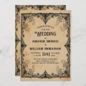 結婚のハロウィンヴィンテージホラーゴシッククール枠 招待状 (正面/裏面)