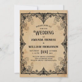 結婚のハロウィンヴィンテージホラーゴシッククール枠 招待状