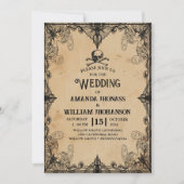 結婚のハロウィンヴィンテージホラーゴシック体のおもしろい 招待状 (正面)