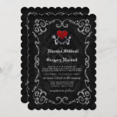 結婚のハロウィーンスケルトン&ハート招待状 招待状 (正面/裏面)