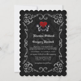 結婚のハロウィーンスケルトン&ハート招待状 招待状