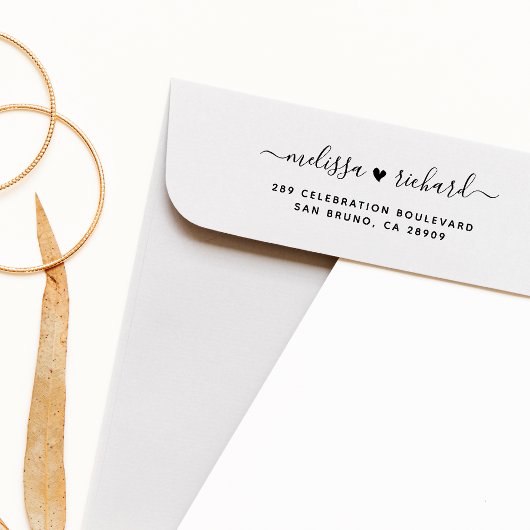 結婚のハートスクリプト名と差出人住所カスタム セルフインキングスタンプ