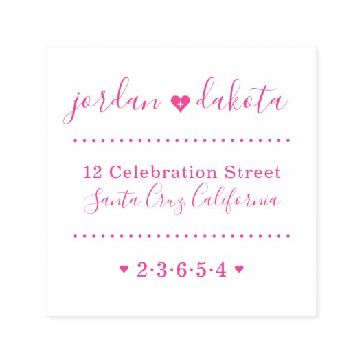 結婚のハート名前をカスタムするスクリプト差出人住所 セルフインキングスタンプ (デザイン)