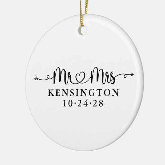 結婚のハート矢印婚約写真 セラミックオーナメント (左)