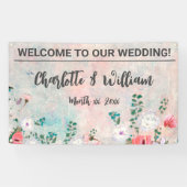 結婚のバナー水彩ワイルドフラワー 横断幕 (横)