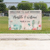 結婚のバナー水彩ワイルドフラワー 横断幕 (インサイチュ)