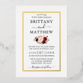 結婚のバモダンルエレガントグンディフローラ写真金ゴールド 箔招待状 (正面)