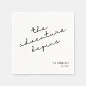 結婚のパーソナライズされたナプキン冒険が始まる スタンダードカクテルナプキン (正面)