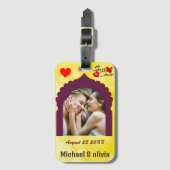 結婚のパーソナライズされたラゲッジタグと写真カスタム付き ラゲッジタグ (正面縦)