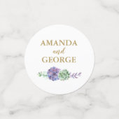 結婚のパーソナライズされた紙吹雪金ゴールドと紫 コンフェッティ (スモール正面)