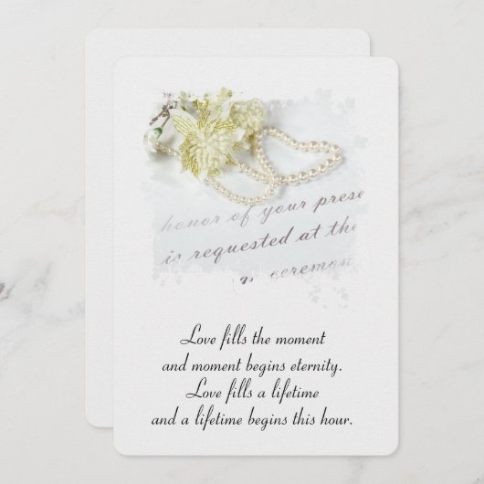 結婚のパールハートオンフォーマル招待状 招待状 (正面/裏面)