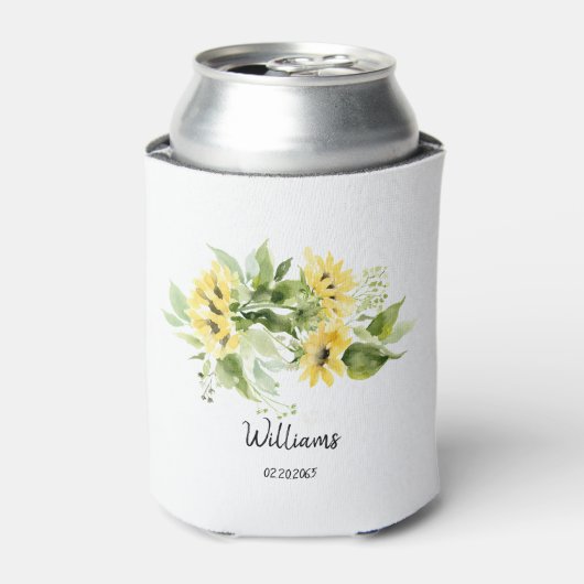 結婚のヒマワリの名前と日付クーラーボックス 缶クーラー (缶正面)