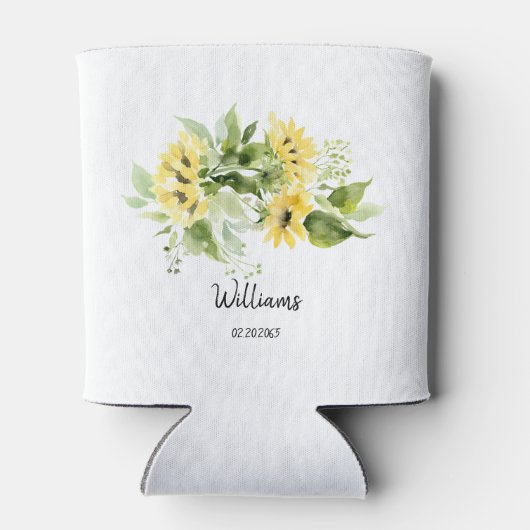 結婚のヒマワリの名前と日付クーラーボックス 缶クーラー (裏面)