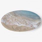 結婚のビーチハート ペーパープレート (アングル)