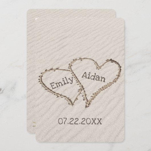 結婚のビーチハート 招待状 (正面/裏面)