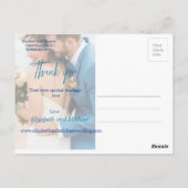 結婚のビーチブルー海3エレガント写真ありがとう ポストカード (裏面)