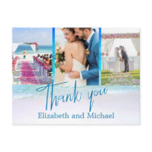 結婚のビーチブルー海3エレガント写真ありがとう