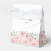 結婚のピンクのフローラ水の色ありがとう フェイバーボックス (正面サイド)