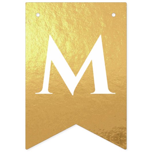 結婚のフェイク金ゴールドミセス名前をカスタムする7文字 バンティングフラッグ (第2の旗)