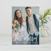 結婚のフォトたった今結婚しましたブラシスクモダンリプト 案内状 (スタンド正面)