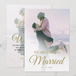 結婚のフォトオーバーレイモダンエレガントシンプル 招待状
