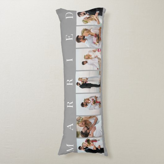 結婚のフォトコラージュ7写真グレー白結婚した ボディピロー (正面縦)