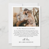 結婚のフォトシンプルエレガントサンキューカード サンキューカード (裏面)