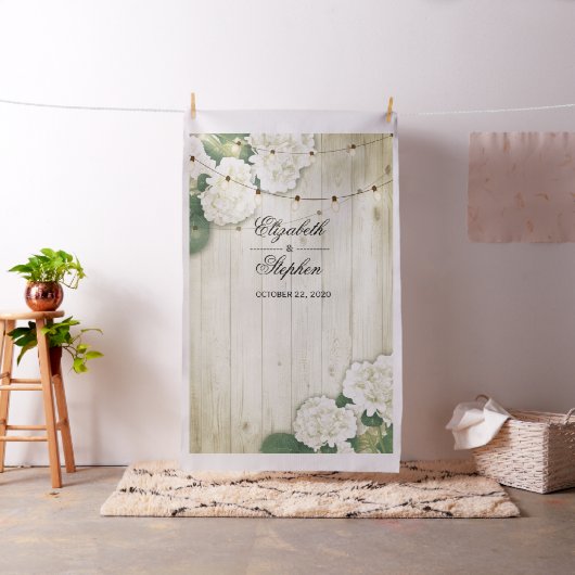 結婚のフォトブースBackdrop Hydrangea Lights Wood ファブリック (インサイチュ)