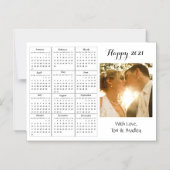 結婚のフォトホワイトミニ2021カレンダー マグネット招待状 (正面)