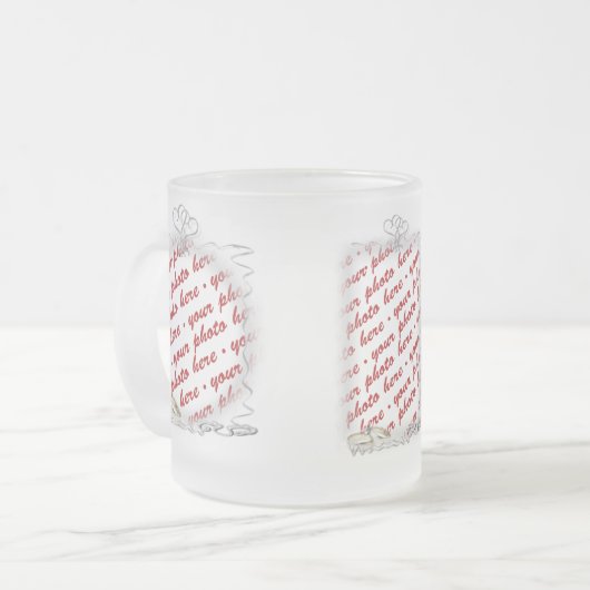 結婚のフレーム(リングや輪とリボン) フロストグラスマグカップ (正面左)