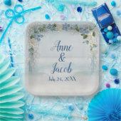 結婚のフローラアーチ海水色 ペーパープレート (パーティー)