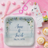 結婚のフローラアーチ海水色 ペーパープレート (パーティー)