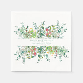 結婚のフローラエレガントの水の色の名前 スタンダードカクテルナプキン