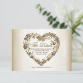 結婚のフローラゴールデン華美ハートフレームエレガント エンクロージャーカード (スタンド正面)