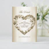結婚のフローラゴールデン華美ハートフレームエレガント エンクロージャーカード (スタンド正面)