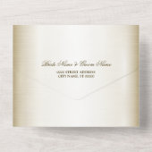 結婚のフローラゴールデン華美ハートフレームエレガント オールインワン招待状 (裏面)