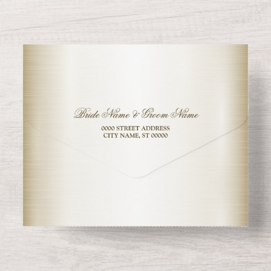 結婚のフローラゴールデン華美ハートフレームエレガント オールインワン招待状 (裏面)