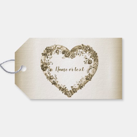 結婚のフローラゴールデン華美ハートフレームエレガント ギフトタグ (裏面横)